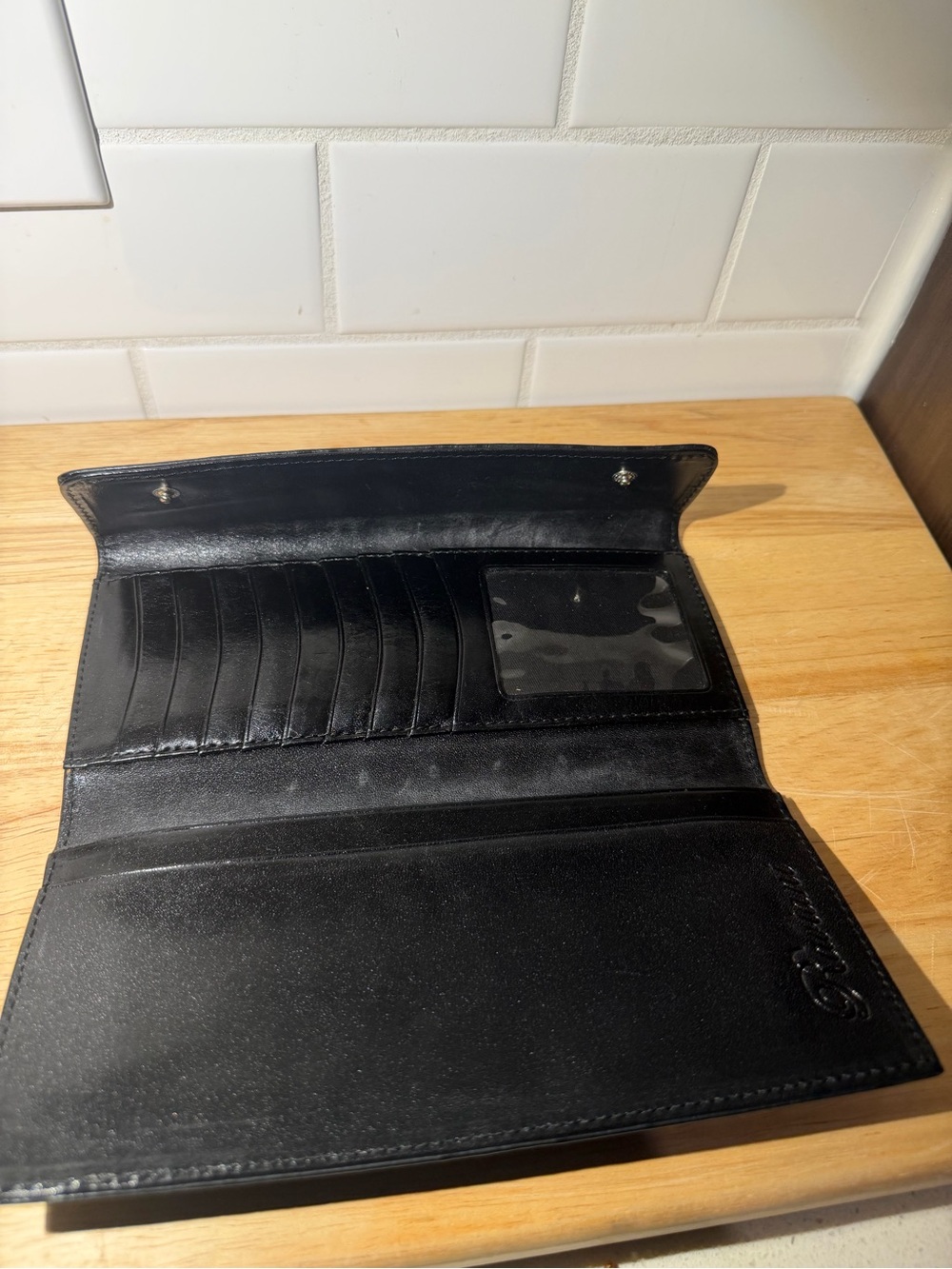 Raviani black leather wallet. Croco w/ crystals - Picture 6 of 9
